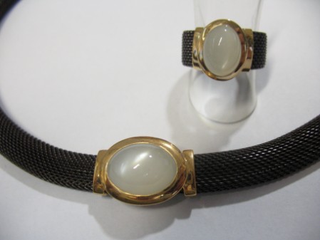 Collier und Ring mit Mondstein Collier und Ring mit Mondstein